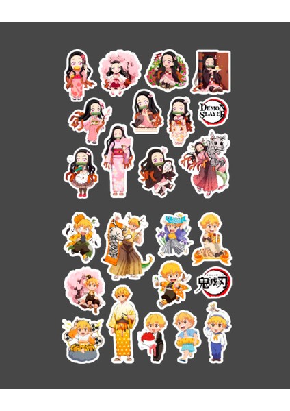 Kimetsu No Yaiba-Zenitsu Agatsuma-Nezuko Kamado-2li Sticker Set Parlak Kağıt-Etiket-Ds-31-32 fırsatları