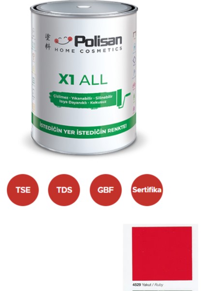 X1 All Dönüşüm Boyası 0,75 Lt Yakut / 4529