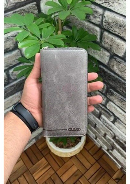Deri Gri Fermuarlı Portföy Cüzdan (T920)