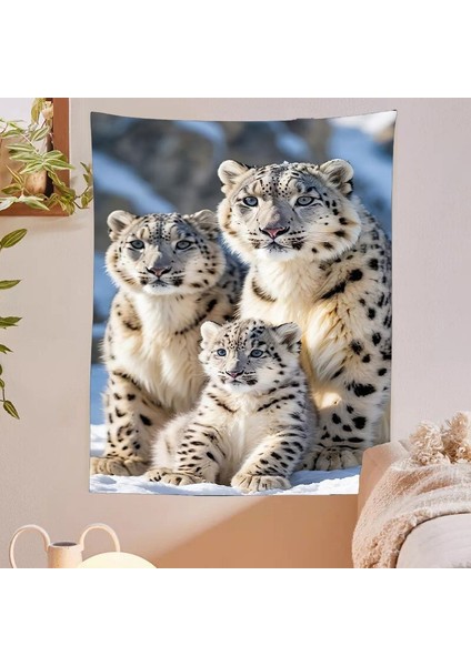 Kar Leoparı Kar Parsı Aile Aşk Sevgi Güç Duvar Örtüsü Duvar Halısı Duvar Sanatı Duvar Dekorasyonu fiyatları