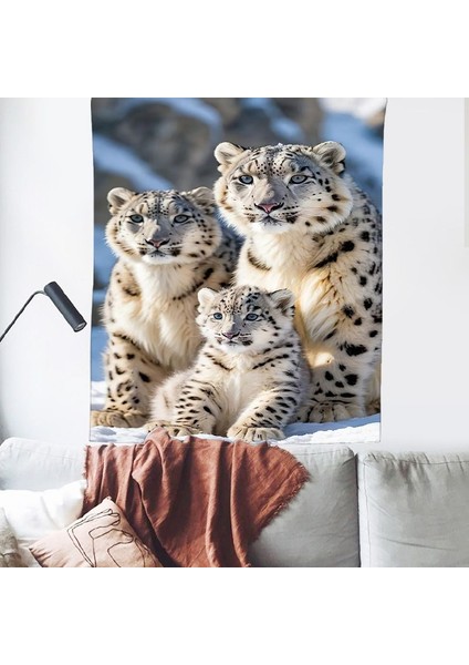 Kar Leoparı Kar Parsı Aile Aşk Sevgi Güç Duvar Örtüsü Duvar Halısı Duvar Sanatı Duvar Dekorasyonu modelleri