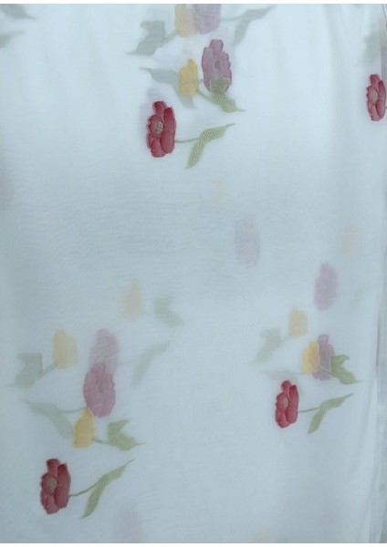 Tül Perde-1/2 Pile (Seyrek Pile)-Çicek Desenli-En: 210 -300 cm modelleri