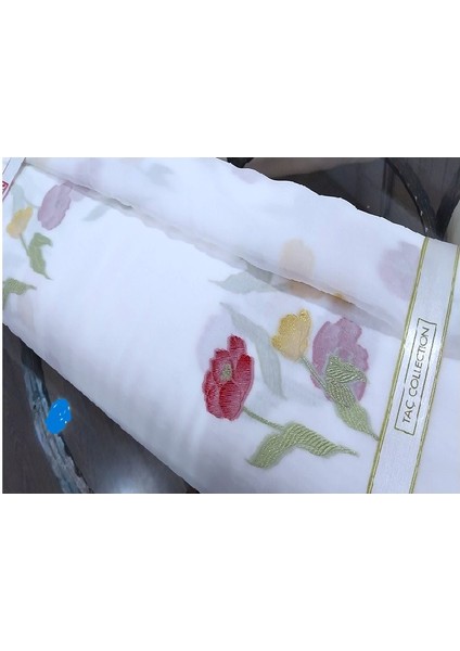 Tül Perde-1/2 Pile (Seyrek Pile)-Çicek Desenli-En: 210 -300 cm fırsatları