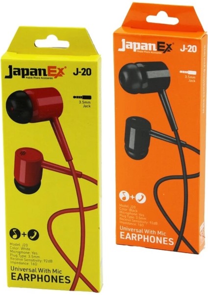 Japanex J-20 Kulak Içi Mikrofonlu Stereo Kulaklık Kablolu= 1mt Aux Giriş (4887)