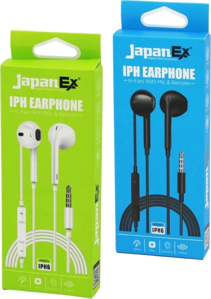 Japanex Iph6 Kulak Içi Mikrofonlu Stereo Kulaklık Kablolu= 1.2mt Aux Giriş (4887)