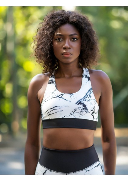 Mermer Desen Sporcu Sütyeni