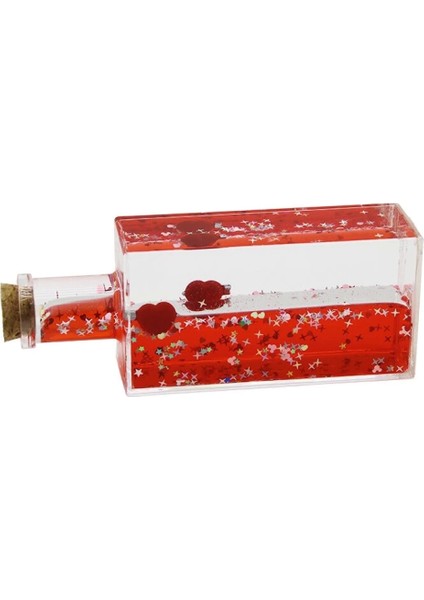 Kırmızı Su Kalp - Yıldız Dikdörtgen Mika Şişe Yüzen Batmayan Dekoratif Biblo AKVARYUM4.2X6.4X17CM (4887)