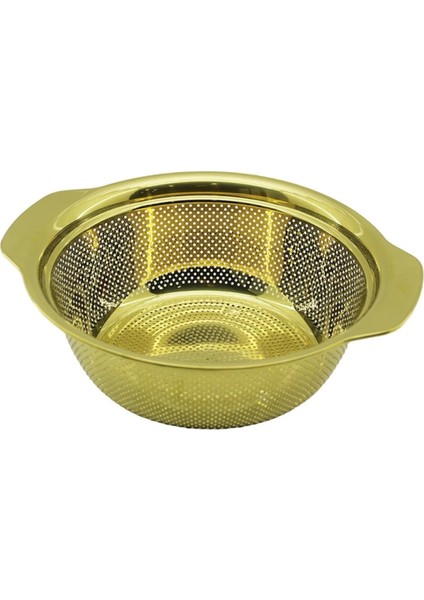27CM Gold Paslanmaz Metal Sepet Süzgeç Kendinden Kulplu (4887)
