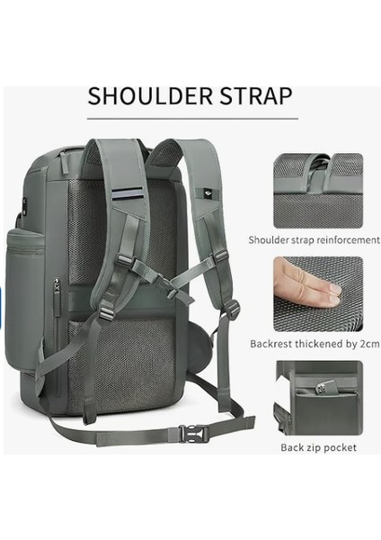 45L Iş Seyahat Sırt Çantası, Bağımsız Ayakkabı Bölmesi, USB Şarj Portu, Hırsızlık Önleyici Cep ve Termal Yan Ceplere Sahip Genişletilebilir Su Geçirmez Dizüstü Bilgisayar Çantası
