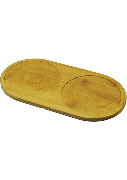 Yuvarlak Ahşap Bambu 2 Bölmeli Yağdanlık Altlık 12X23.5CM (4767)