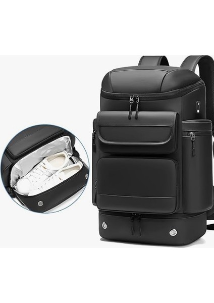 45L Iş Seyahat Sırt Çantası, Bağımsız Ayakkabı Bölmesi, USB Şarj Portu, Hırsızlık Önleyici Cep ve Termal Yan Ceplere Sahip Genişletilebilir Su Geçirmez Dizüstü Bilgisayar Çantası