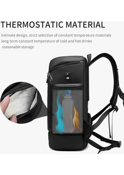 45L Iş Seyahat Sırt Çantası, Bağımsız Ayakkabı Bölmesi, USB Şarj Portu, Hırsızlık Önleyici Cep ve Termal Yan Ceplere Sahip Genişletilebilir Su Geçirmez Dizüstü Bilgisayar Çantası
