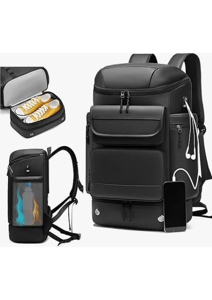 45L Iş Seyahat Sırt Çantası, Bağımsız Ayakkabı Bölmesi, USB Şarj Portu, Hırsızlık Önleyici Cep ve Termal Yan Ceplere Sahip Genişletilebilir Su Geçirmez Dizüstü Bilgisayar Çantası