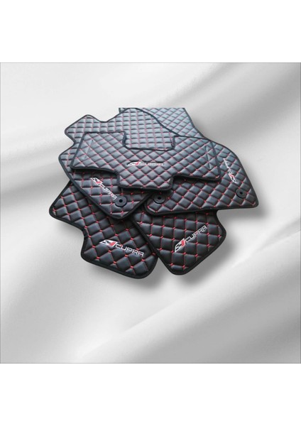 Seat Leon Cupra Uyumlu MK-3(2013-2020)SIYAH Deri Kapitone Oto Paspas Takımı fırsatları