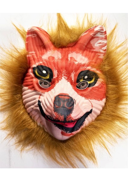 Kahverengi Saçlı Peluş Tilki Maskesi Mega Peluş 24 No (4887)