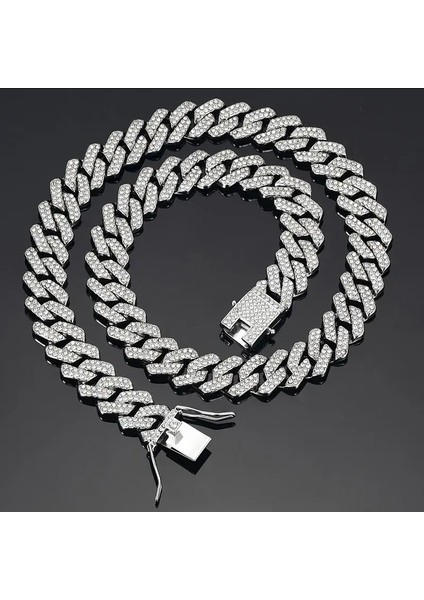 Cuban Chain Taşlı Kolye 59 cm