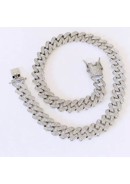 Cuban Chain Taşlı Kolye 59 cm