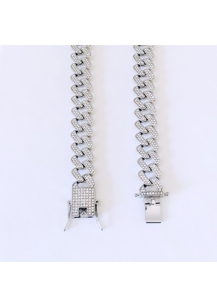 Cuban Chain Taşlı Kolye 59 cm