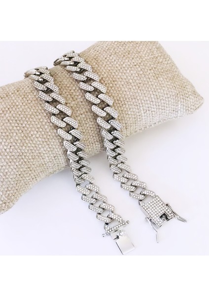 Cuban Chain Taşlı Kolye 59 cm
