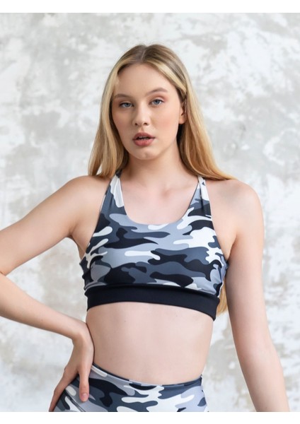 Kamuflaj Desen Sporcu Sütyeni