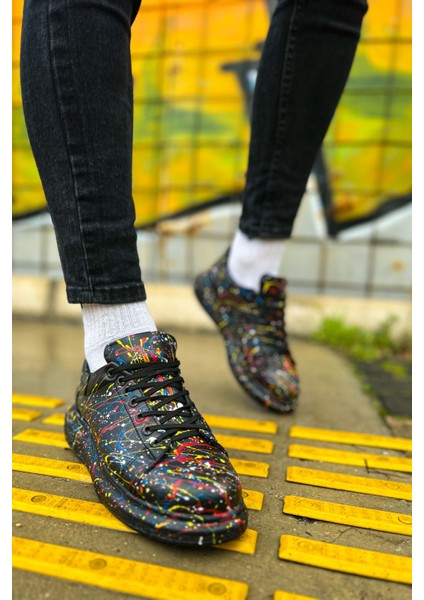 Bağcıklı Baskılı Erkek Spor Ayakkabı Sarı Mavi Kırmızı Splush modelleri