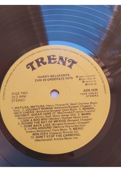 3996367EB0B9300B98 Harry Belafonte – Zijn 20 Grootste Hits Vinyl 33LÜK Plak modelleri
