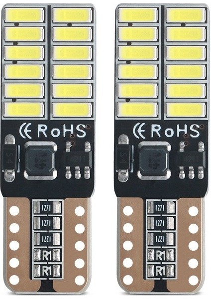 T10 Dipsiz Ampul Beyaz 12 LED Canbus 2 Adet Oto Park Plaka ve İç Aydınlatma LED Ampul