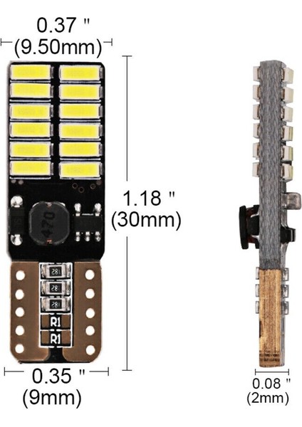 T10 Dipsiz Ampul Beyaz 12 LED Canbus 2 Adet Oto Park Plaka ve İç Aydınlatma LED Ampul
