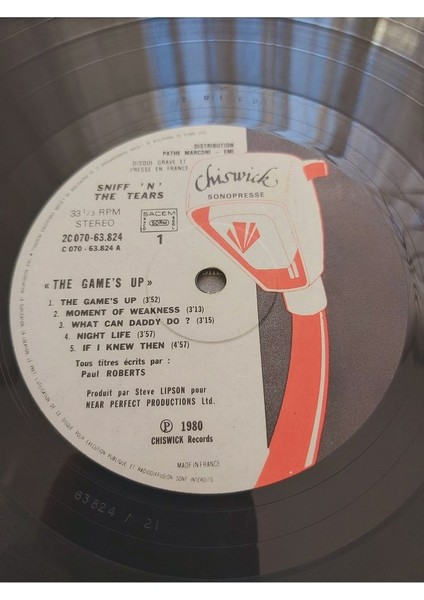 3996367EB1176B3719 1980 The Game's Up - Sniff'n The Tears Vinyl 33LÜK Plak
