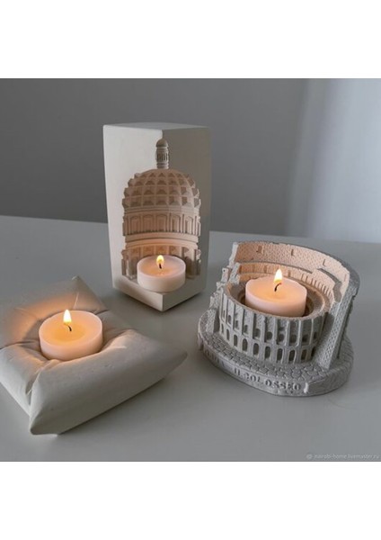 Roma Kolezyum Flavianus Amfitiyatrosu Tealight Mumluk Silikon Kalıp K-1244