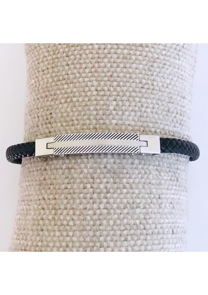 Çelik Deri Bileklik Kelepçe 22 cm