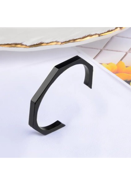 Çelik Kelepçe Bileklik Siyah