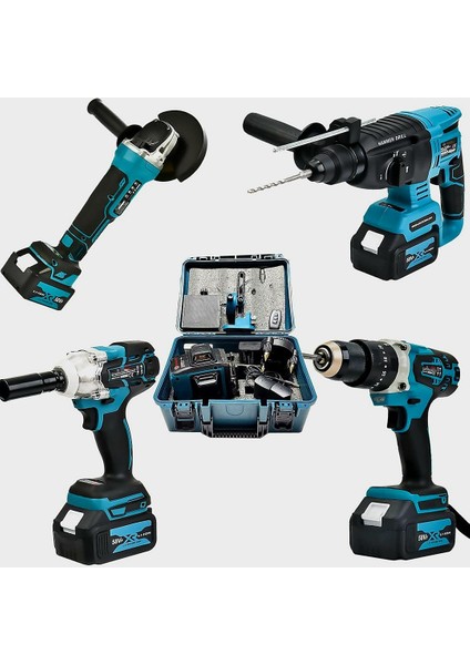 Ekinler Akülü Ultra 4lü Set Makina 58vf 5ah 125mm Avuç Taşlama, Sds Plus Kırıcı Delici Hilti, Somun Sıkma Sökme, Vidalama Matkap EEA090