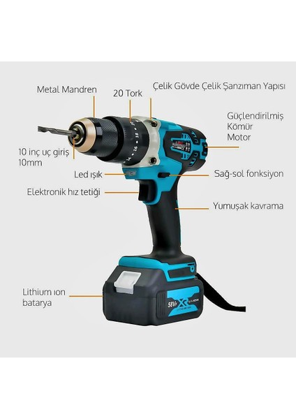 Ekinler Akülü Ultra 4lü Set Makina 58vf 5ah 125mm Avuç Taşlama, Sds Plus Kırıcı Delici Hilti, Somun Sıkma Sökme, Vidalama Matkap EEA090 fiyatları