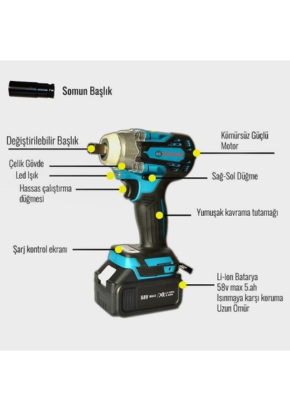 Ekinler Akülü Ultra 4lü Set Makina 58vf 5ah 125mm Avuç Taşlama, Sds Plus Kırıcı Delici Hilti, Somun Sıkma Sökme, Vidalama Matkap EEA090