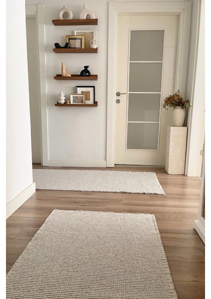 Sura 7412 Bej Salon Halısı Bukle Bohem Halı Yolluk Mutfak Halısı Koridor Halısı