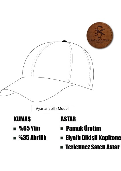 Gri Balık Sırtı Desenli Yünlü Kaşe Kışlık Kumaş Spor Şapka (Terletmez Saten Astar) fırsatları