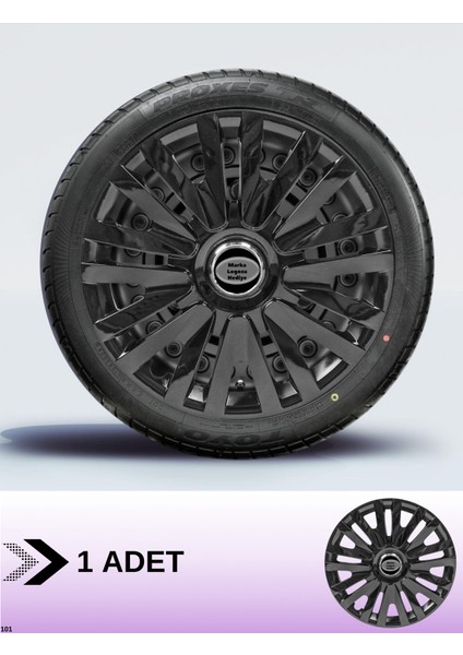 Opel Astra J 15 Inç Jant Kapağı Amblemli Piano Black [1 Adet Kapak] 209 CVL-ADT5252