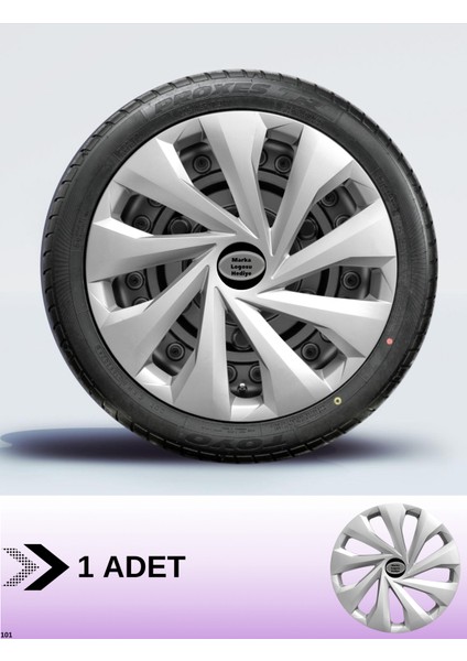 Renault Clio 15 Inç Jant Kapağı Amblemli Gri [1 Adet Kapak] 130 CVL-ADT1402