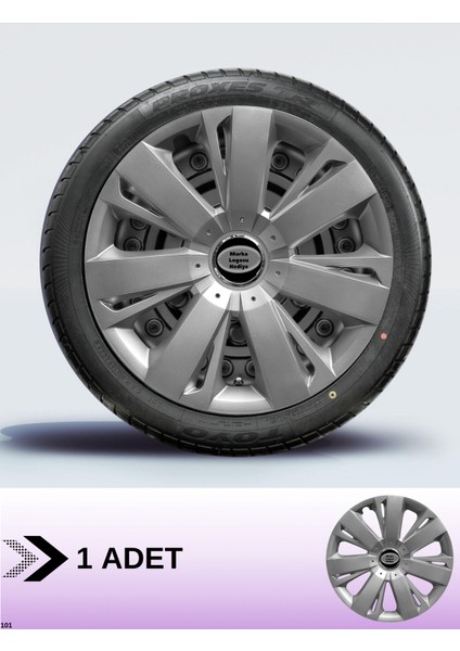 Peugeot 15 Inç Jant Kapağı Amblemli Gri [1 Adet Kapak] 114 CVL-ADT1847