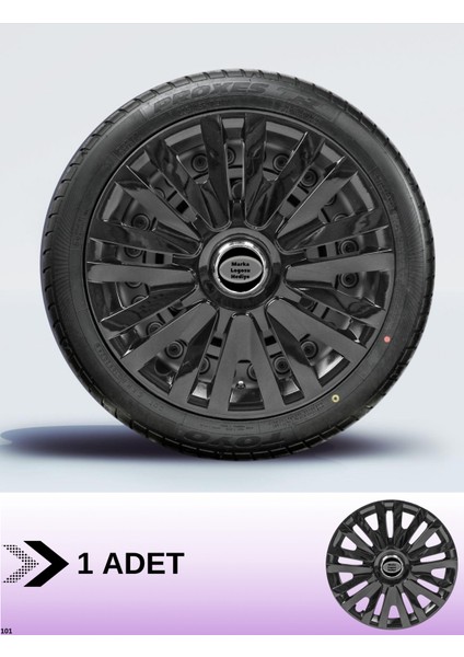 Skoda Scala 14 Inç Jant Kapağı Amblemli Piano Black [1 Adet Kapak] 208 CVL-ADT11394