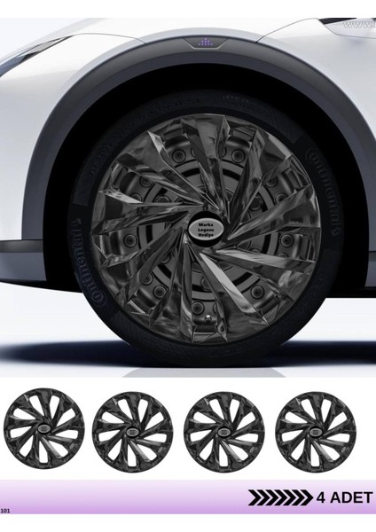 Renault Symbol 15 Inç Jant Kapağı Amblemli Piano Black [4 Adet Kapak] 217 CVL-ADT13118