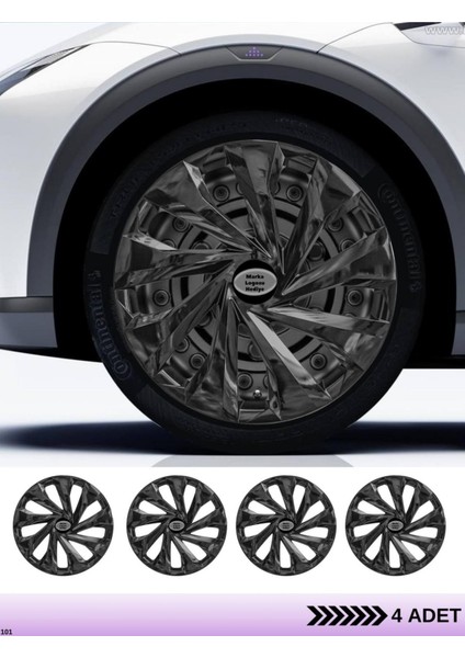 Fiat Scudo 16 Inç Jant Kapağı Amblemli Piano Black [4 Adet Kapak] 221 CVL-ADT10905
