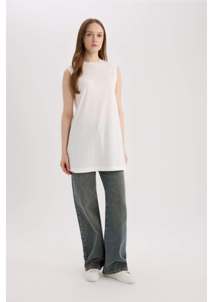 Regular Fit Bisiklet Yaka Basic Düz Kolsuz Tunik A8352AX25SP