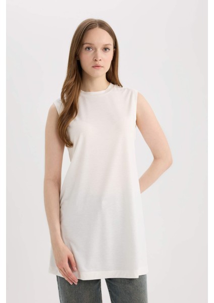 Regular Fit Bisiklet Yaka Basic Düz Kolsuz Tunik A8352AX25SP
