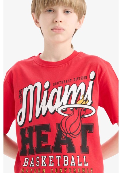 Erkek Çocuk NBA Miami Heat Bisiklet Yaka Kısa Kollu Tişört E4837A825SM