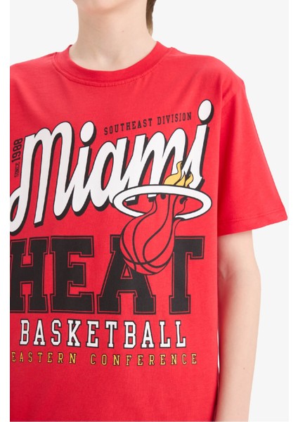 Erkek Çocuk NBA Miami Heat Bisiklet Yaka Kısa Kollu Tişört E4837A825SM