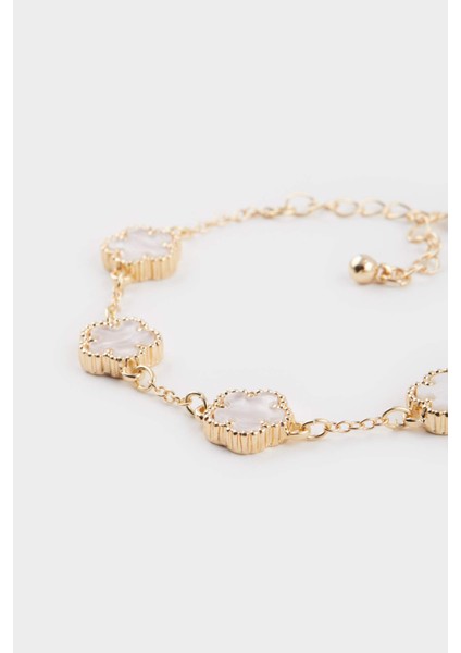 Kadın Beyaz Çiçekli Gold Bileklik E8318AXNS fiyatları