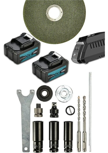 Germany 3'lü İşin Ustası Sensin Seti Akülü Bataryalı - 992V 70AH X2 ADET AKÜ - Taşlama - Spiral - Kırıcı Delici Hilti Seti fırsatları
