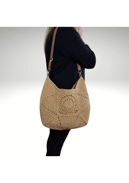 Kadın Hasır Çanta/yazlık Omuz Çantası/el Yapımı Çanta